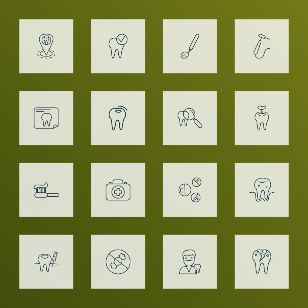 牙齿图标线条样式设置与医药牙医图片下载
