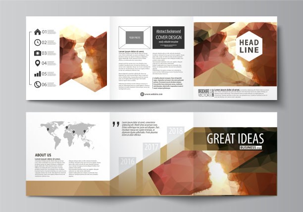 三折正方形的业务模板集图片下载