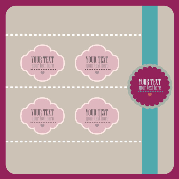 设计元素设置美丽的框架复古标签图片下载