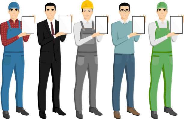 一组拿着平板电脑的亚洲男人图片下载