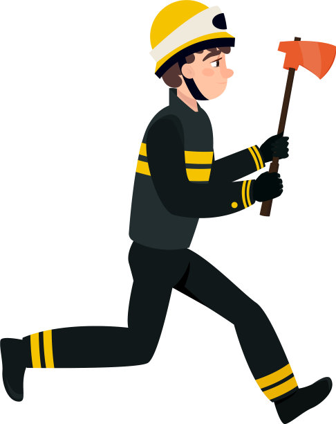 消防队员穿着黑色防护服素材图片