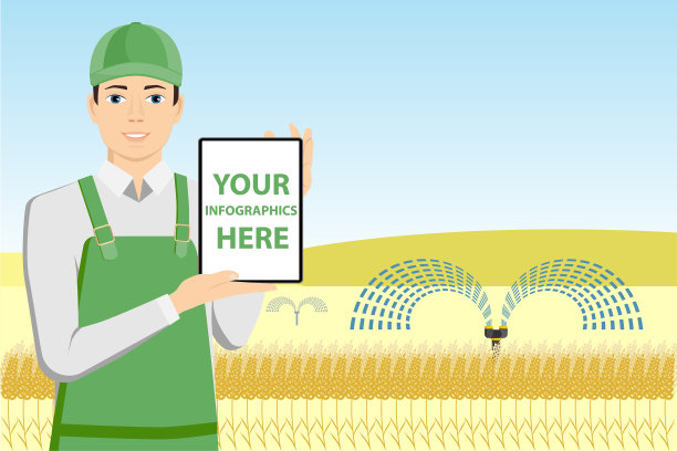 在麦田里用平板的现代农民图片下载