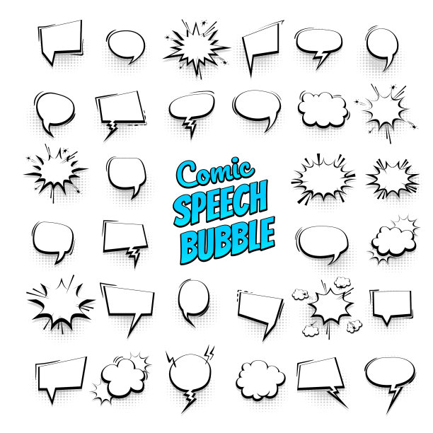 大set手绘效果喜剧演讲泡泡图片下载