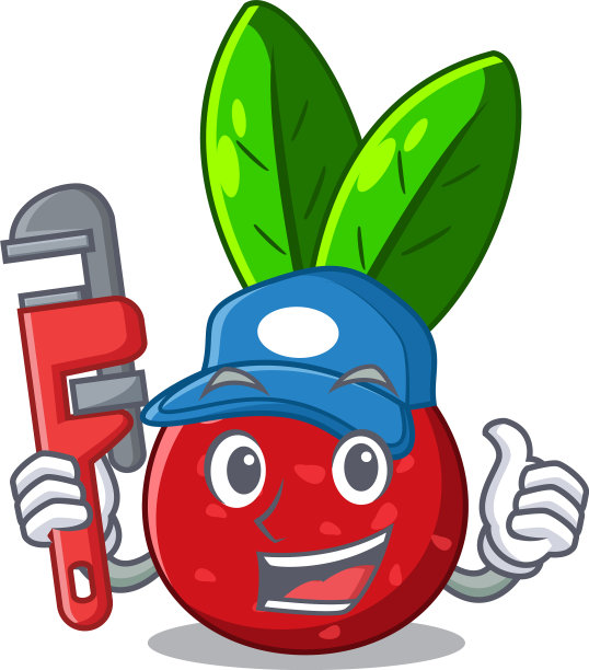 水管工水果杨梅孤立上吉祥物图片下载