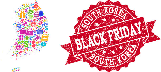 黑色星期五拼贴韩国马赛克地图图片下载