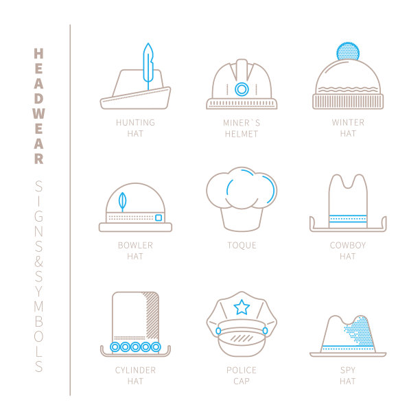 一套头饰图标和概念在单薄图片下载