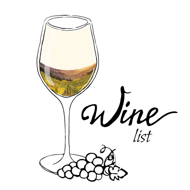 手绘葡萄酒与绘画葡萄图片下载