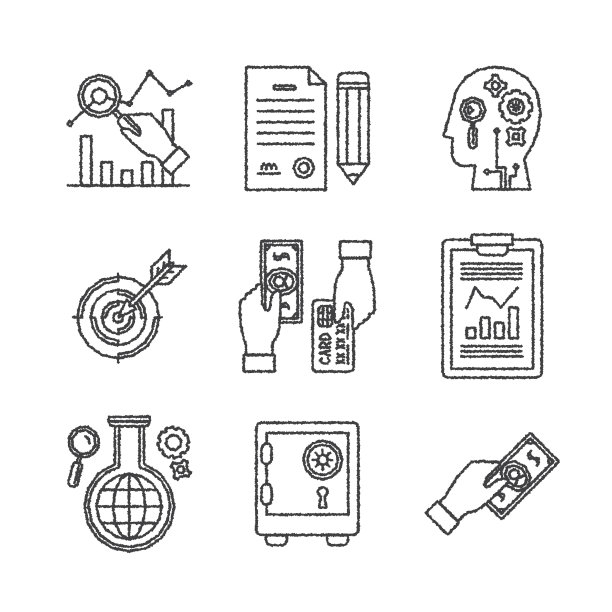 素描风格商业金融图标合集图片下载