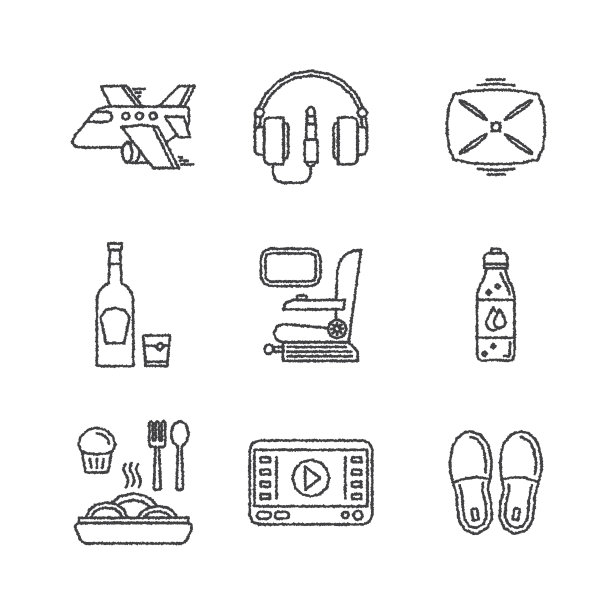 一套旅行图标在草图风格图片下载