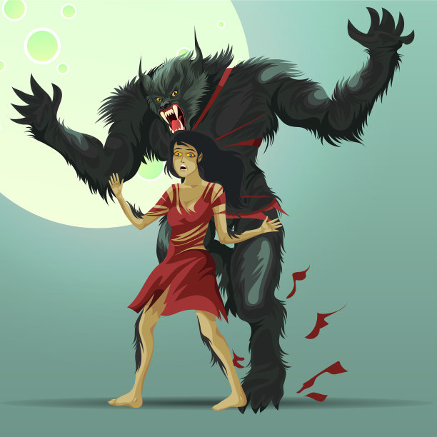 愤怒的狼人怪物在满月下变身图片下载