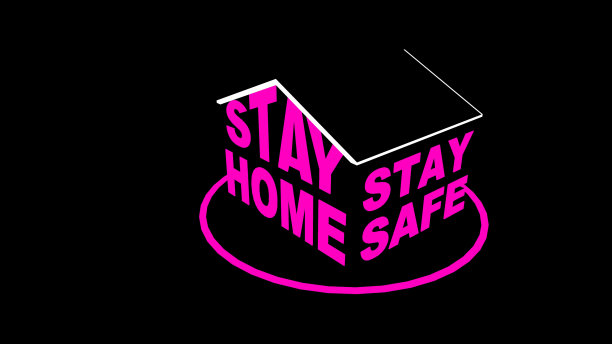 呆在家里呆在安全粉色房子3d渲染图片下载