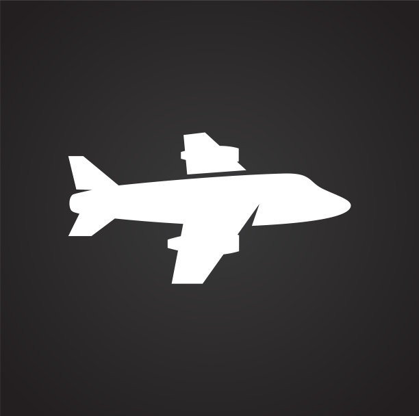 飞机图标在黑色背景的图形和图片下载