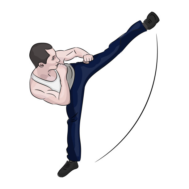 剪影空手道做站立侧踢图片下载