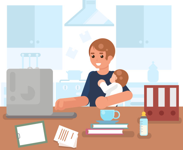 工人与儿童家庭室内室内图片下载