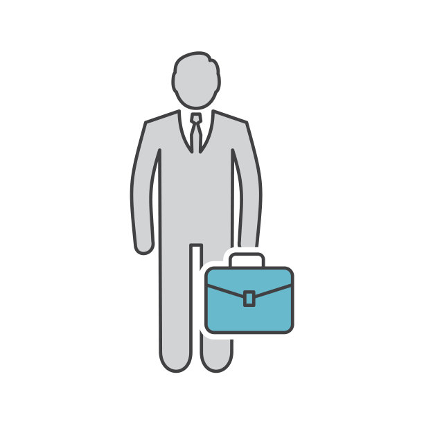 商人图标灰色和蓝色的白色背景图片下载