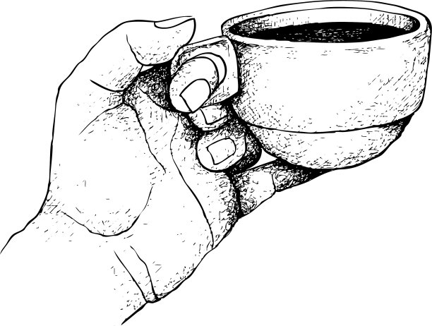 手握一杯热咖啡的手画图片下载