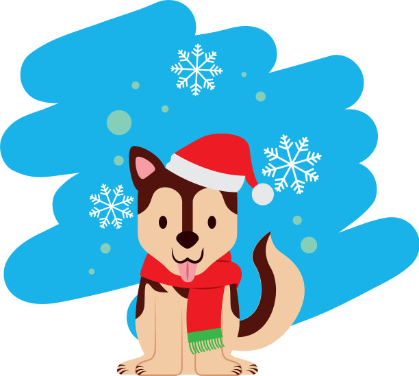 狗狗圣诞快乐卡片图片下载