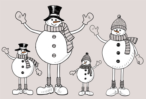 圣诞节快乐的雪人们图片下载