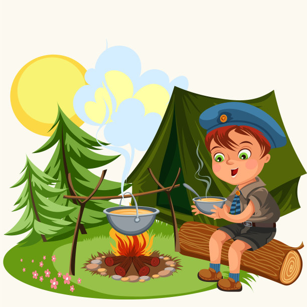 卡通红发男孩拿着碗吃东西图片下载