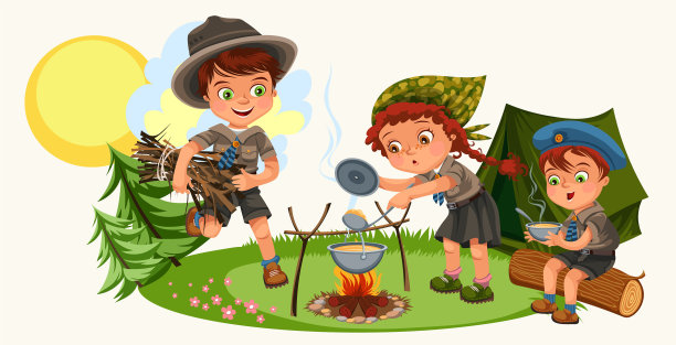 愉快的朋友们坐在森林里舒适的地方图片下载