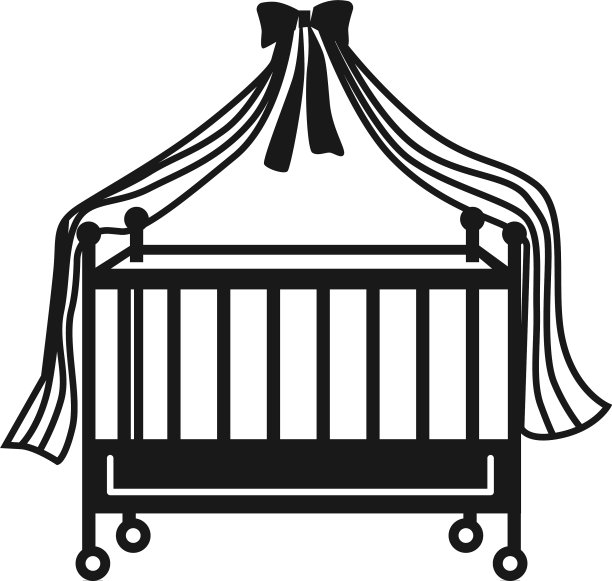 简易风格的婴儿床图标图片下载