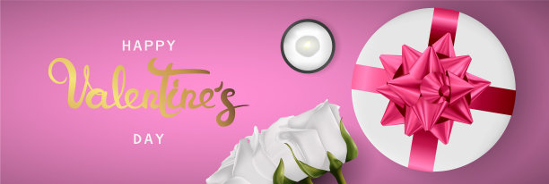 情人节快乐现实横横幅图片下载