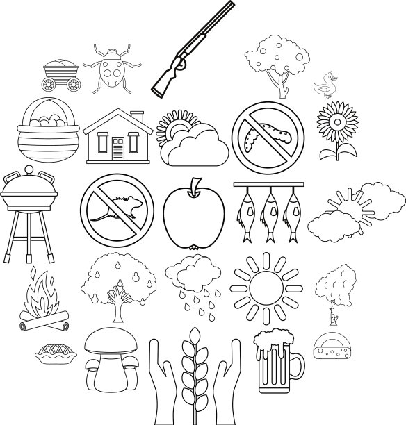 乡村图标设置轮廓风格图片下载