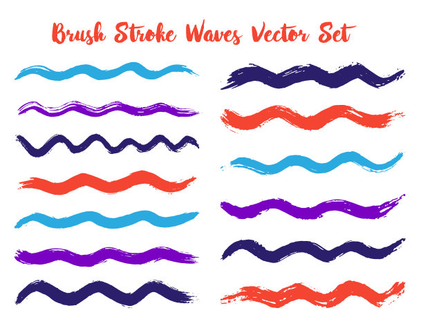 凉爽的笔触波浪设置图片下载