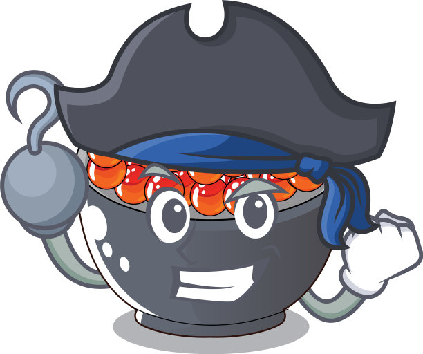 卡通碗里的海盗鱼子鲑鱼图片下载