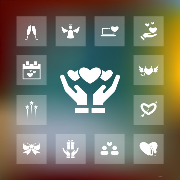 一组爱情偶像简单的浪漫元素图片下载