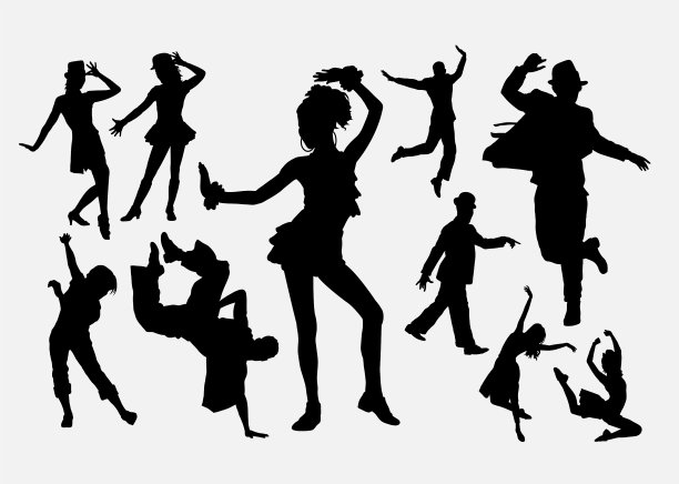 舞蹈姿势男人和女人剪影图片下载