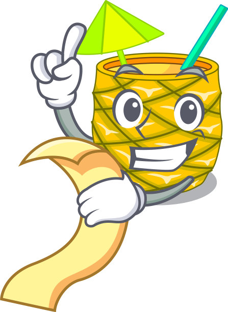 菜单上有菠萝果汁的特色饮料图片下载