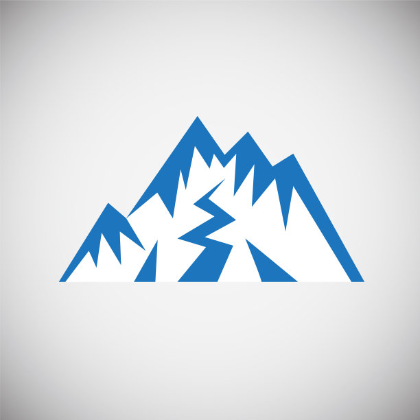 山图标蓝色在白色背景图形图片下载
