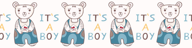 可爱它是一个男孩泰迪熊无缝边界图片下载