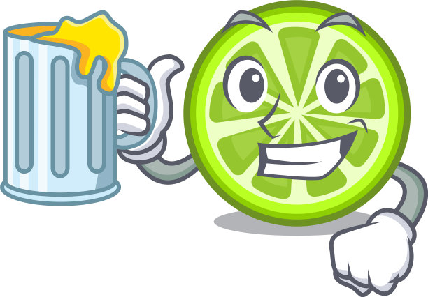 用绿色的柠檬片装在冰箱里图片下载