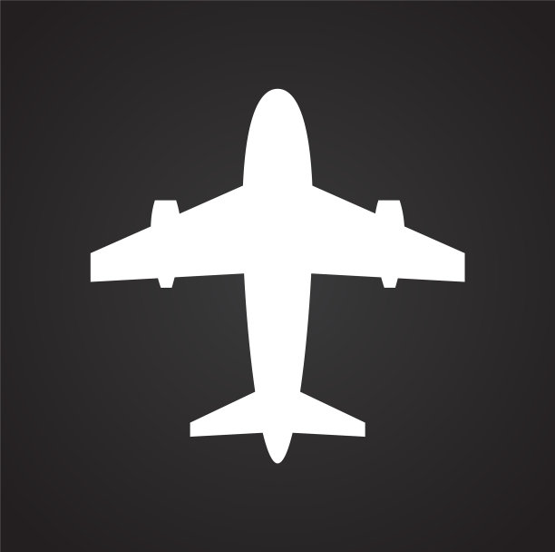 飞机图标在黑色背景的图形和图片下载