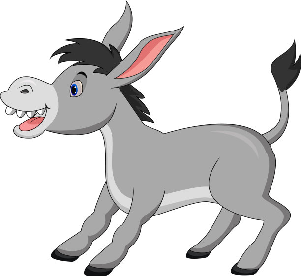 卡通快乐的驴孤立在白色的背景图片下载