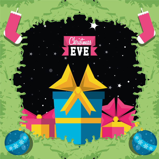 礼物盒与框架的圣诞节图片下载