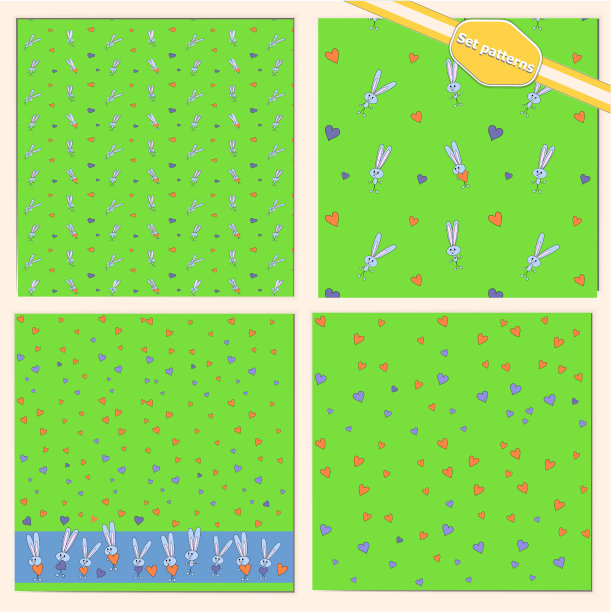 一套图案与兔子为数字废料图片下载