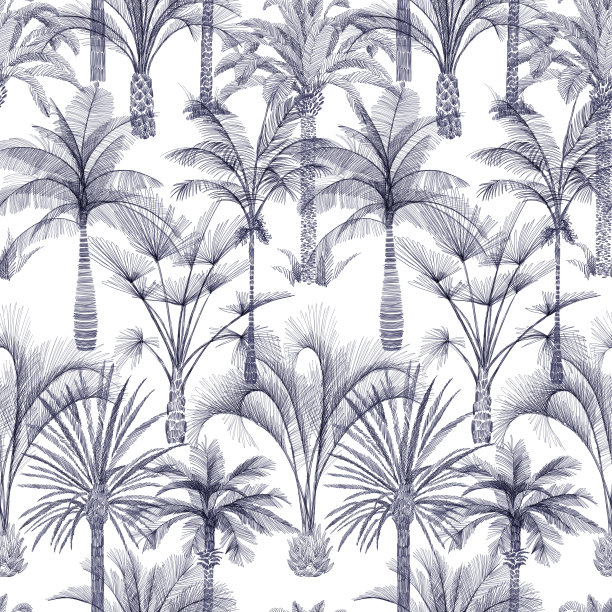 抽象棕榈树无缝图案。假日夏季热带背景。图片下载
