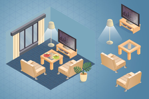 内部的碎片与详细的等距图片下载