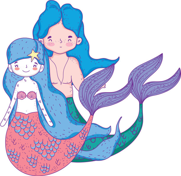 一对美人鱼童话人物图片下载