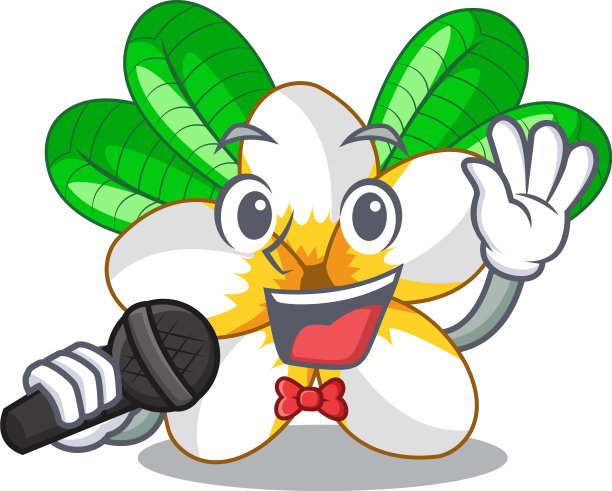 在卡通树上唱歌的鸡蛋花图片下载