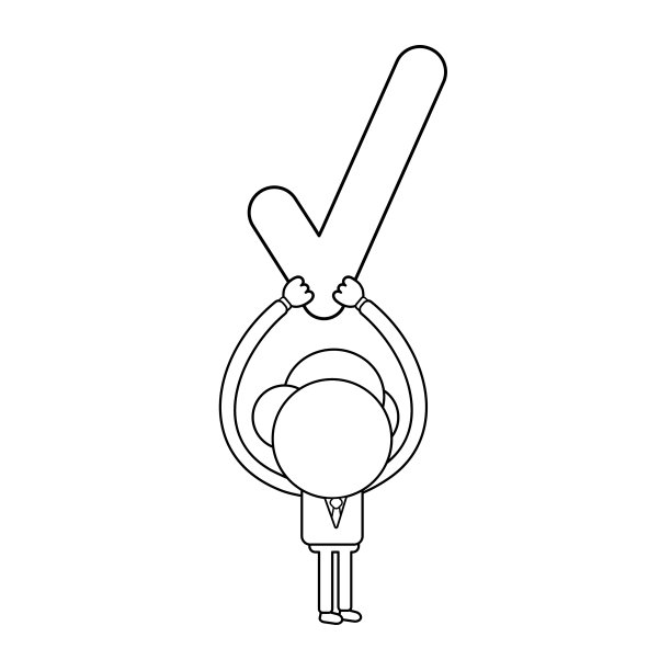 商人人物举着支票标记黑色图片下载