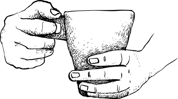 手握一杯热咖啡的手画图片下载