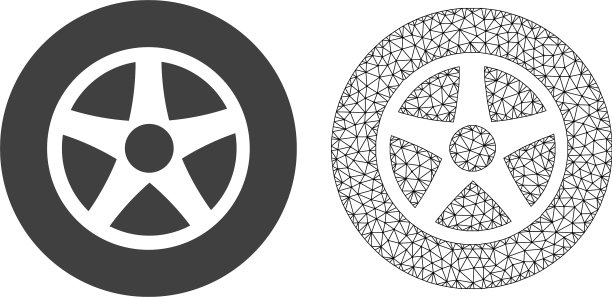 2d网格汽车车轮和平面图标图片下载