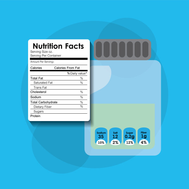 瓶玻璃营养事实贴纸信息图片下载