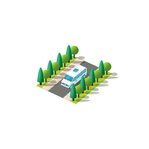 等距蓝色面包车图片下载