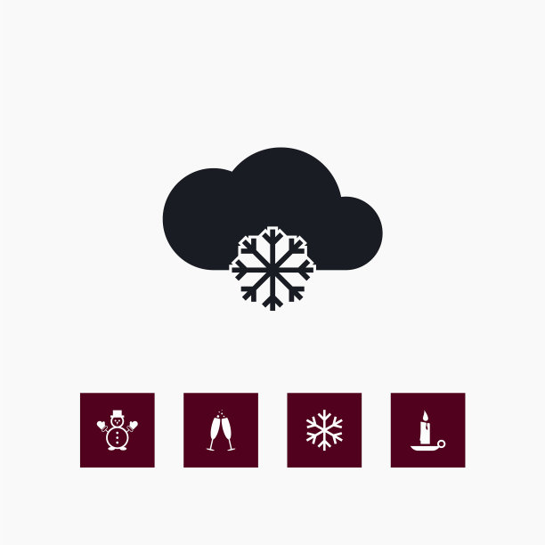 一套冬季图标简单的圣诞节元素图片下载