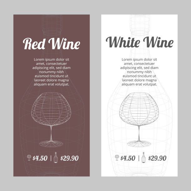 红色和白色的葡萄酒横幅与轮廓玻璃图片下载